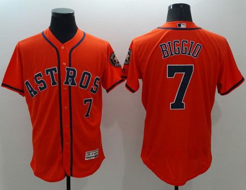 Astros #7 Craig Biggio Orange Flexbase Authentic Collection Stitched MLB Jersey - Click Image to Close